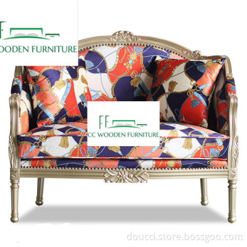 European classical solid wood double sofa sleeper
